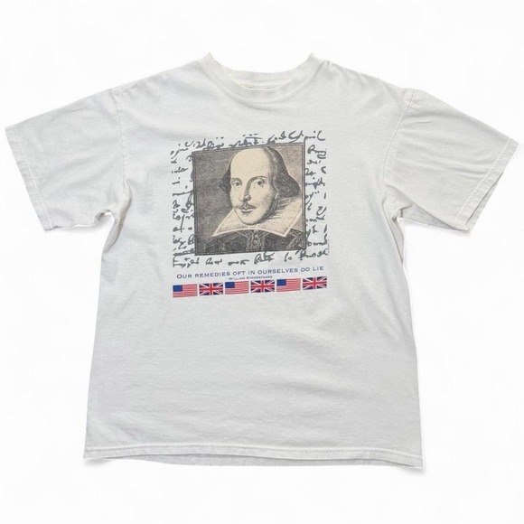Anvil Other - Vintage 90s Y2K William Shakespeare Poetry Author Playwright Quote T-shirt L